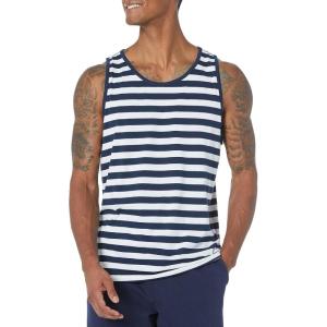 imageAmazon Essentials Mens Tank Top RegularFit UndershirtNavy White Stripe