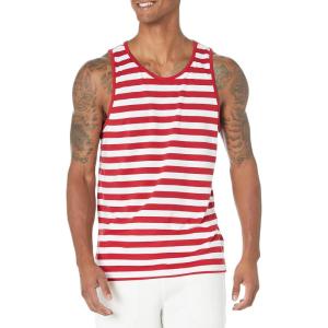 imageAmazon Essentials Mens Tank Top RegularFit UndershirtRedWhite