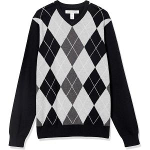 imageAmazon Essentials Mens VNeck Pullover Sweater Available in Big ampamp TallBlack Argyle