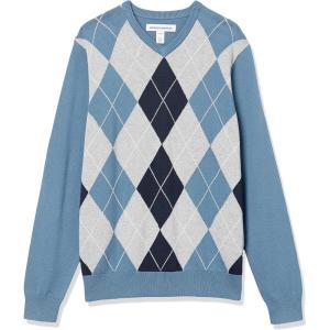 imageAmazon Essentials Mens VNeck Pullover Sweater Available in Big ampamp TallBlue Argyle