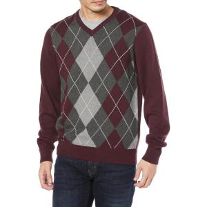 imageAmazon Essentials Mens VNeck Pullover Sweater Available in Big ampamp TallBurgundy Argyle