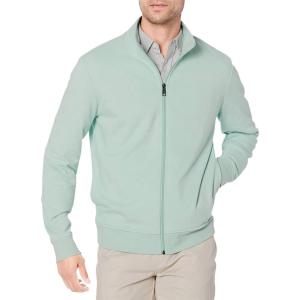 imageAmazon Essentials Mens Zip Up Sweatshirt Lightweight French Terry Mock NeckMint Green