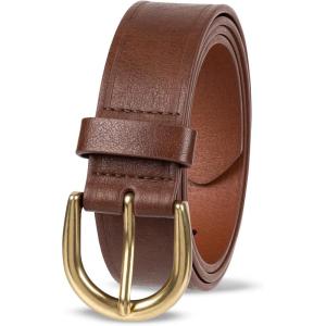 imageAmazon Essentials Womens Raw Edge Jeans Belt with Wide Waist StrapChestnut Brown