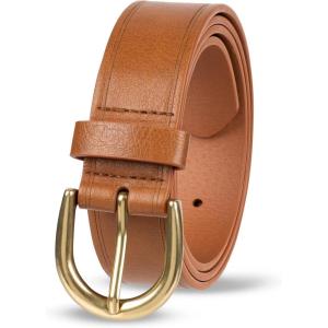 imageAmazon Essentials Womens Raw Edge Jeans Belt with Wide Waist StrapTan
