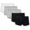 imageAmazon Essentials Mens Cotton Jersey Boxer Shorts Underwear Pack of 5Grey HeatherBlackWhite