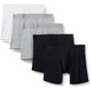 imageAmazon Essentials Mens Cotton Jersey Boxer Shorts Underwear Pack of 5Grey HeatherBlackWhite