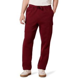imageAmazon Essentials Mens Cargo Fleece Sweatpant with Open HemDark Red