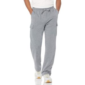 imageAmazon Essentials Mens Cargo Fleece Sweatpant with Open HemLight Grey Heather