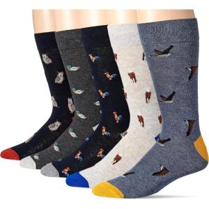 imageAmazon Essentials Mens Comfortable Patterned Dress Socks 5 PairsBirdsDucksOwls