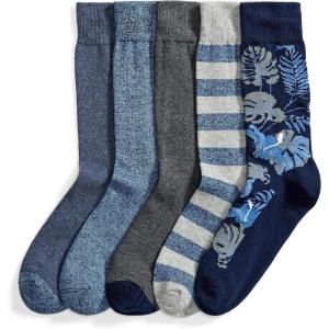 imageAmazon Essentials Mens Comfortable Patterned Dress Socks 5 PairsBlueGrey
