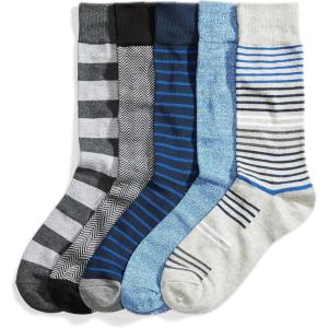 imageAmazon Essentials Mens Comfortable Patterned Dress Socks 5 PairsCobalt Blue