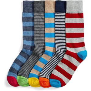 imageAmazon Essentials Mens Comfortable Patterned Dress Socks 5 PairsMini StripeStripe