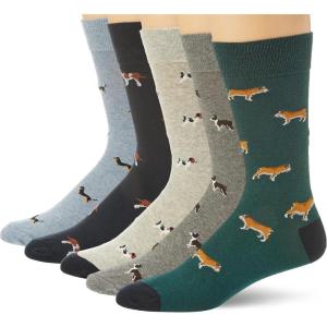 imageAmazon Essentials Mens Comfortable Patterned Dress Socks 5 PairsMulti ColorDogs