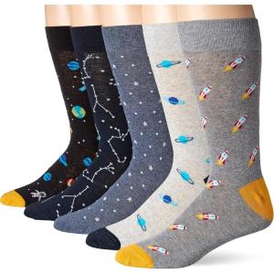 imageAmazon Essentials Mens Comfortable Patterned Dress Socks 5 PairsSpace