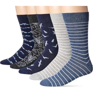 imageAmazon Essentials Mens Comfortable Patterned Dress Socks 5 PairsWave