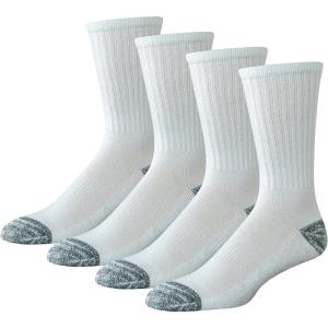 imageAmazon Essentials Mens Cotton Breathable Cushioned Performance Work Crew Sock 4 PairsWhite