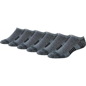 imageAmazon Essentials Mens Cotton Performance Cushioned No Show Socks for Men Breathable Athletic 6 PairsBlackWhite Marl