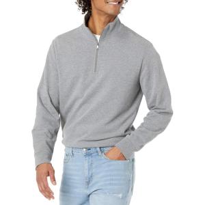 imageAmazon Essentials Mens Lightweight French Terry QuarterZip Mock Neck SweatshirtCharcoal Heather