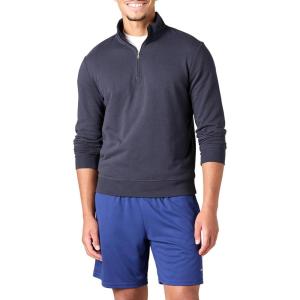 imageAmazon Essentials Mens Lightweight French Terry QuarterZip Mock Neck SweatshirtDark Navy