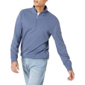 imageAmazon Essentials Mens Lightweight French Terry QuarterZip Mock Neck SweatshirtIndigo