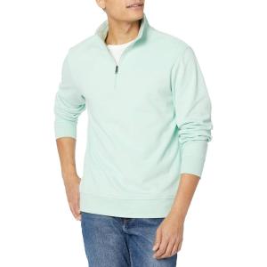 imageAmazon Essentials Mens Lightweight French Terry QuarterZip Mock Neck SweatshirtMint Green