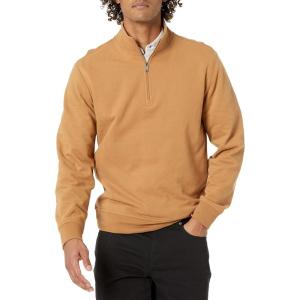 imageAmazon Essentials Mens Lightweight French Terry QuarterZip Mock Neck SweatshirtTan