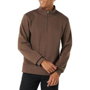 imageAmazon Essentials Mens LongSleeve QuarterZip Pullover Fleece SweatshirtMedium Brown