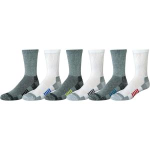 imageAmazon Essentials Mens Performance Cotton Moisture Control Socks Athletic Crew Breathable 6 PairsGreyWhite