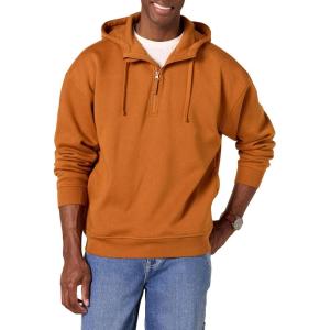 imageAmazon Essentials Mens QuarterZip OversizedFit Hoodie SweatshirtCaramel