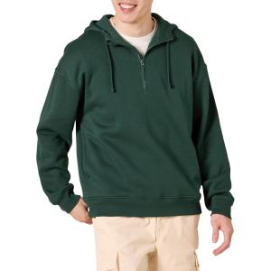 imageAmazon Essentials Mens QuarterZip OversizedFit Hoodie SweatshirtDark Green