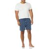imageAmazon Essentials Mens 7quot Cotton Knit Pajama Shorts Pack of 2Grey HeatherIndigo Pineapple