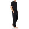 imageAmazon Essentials Mens Cotton Modal TShirt and FullLength Bottom Pajama SetBlack