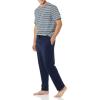 imageAmazon Essentials Mens Cotton Modal TShirt and FullLength Bottom Pajama SetBlack Navy Mix Stripe