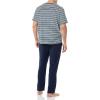imageAmazon Essentials Mens Cotton Modal TShirt and FullLength Bottom Pajama SetBlack Navy Mix Stripe