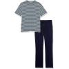imageAmazon Essentials Mens Cotton Modal TShirt and FullLength Bottom Pajama SetBlack Navy Mix Stripe