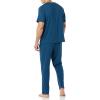 imageAmazon Essentials Mens Cotton Modal TShirt and FullLength Bottom Pajama SetDark Blue