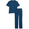 imageAmazon Essentials Mens Cotton Modal TShirt and FullLength Bottom Pajama SetDark Blue