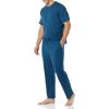 imageAmazon Essentials Mens Cotton Modal TShirt and FullLength Bottom Pajama SetDark Blue