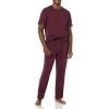 imageAmazon Essentials Mens Cotton Modal TShirt and FullLength Bottom Pajama SetDark Burgundy