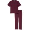 imageAmazon Essentials Mens Cotton Modal TShirt and FullLength Bottom Pajama SetDark Burgundy