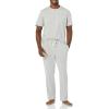 imageAmazon Essentials Mens Cotton Modal TShirt and FullLength Bottom Pajama SetGrey Heather
