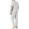 imageAmazon Essentials Mens Cotton Modal TShirt and FullLength Bottom Pajama SetGrey Heather
