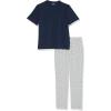 imageAmazon Essentials Mens Cotton Modal TShirt and FullLength Bottom Pajama SetGrey Puffin