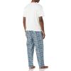 imageAmazon Essentials Mens Cotton Poplin Pant with Cotton Jersey TShirt Pajama SetBlue Palm LeafWhite