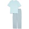 imageAmazon Essentials Mens Cotton Poplin Pant with Cotton Jersey TShirt Pajama SetLight Blue Geo Print