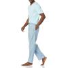 imageAmazon Essentials Mens Cotton Poplin Pant with Cotton Jersey TShirt Pajama SetLight Blue Geo Print