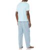 imageAmazon Essentials Mens Cotton Poplin Pant with Cotton Jersey TShirt Pajama SetLight Blue Geo Print