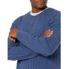 imageAmazon Essentials Mens Crewneck Cable Cotton SweaterBlue Heather