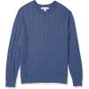 imageAmazon Essentials Mens Crewneck Cable Cotton SweaterBlue Heather