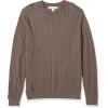 imageAmazon Essentials Mens Crewneck Cable Cotton SweaterBrown Heather